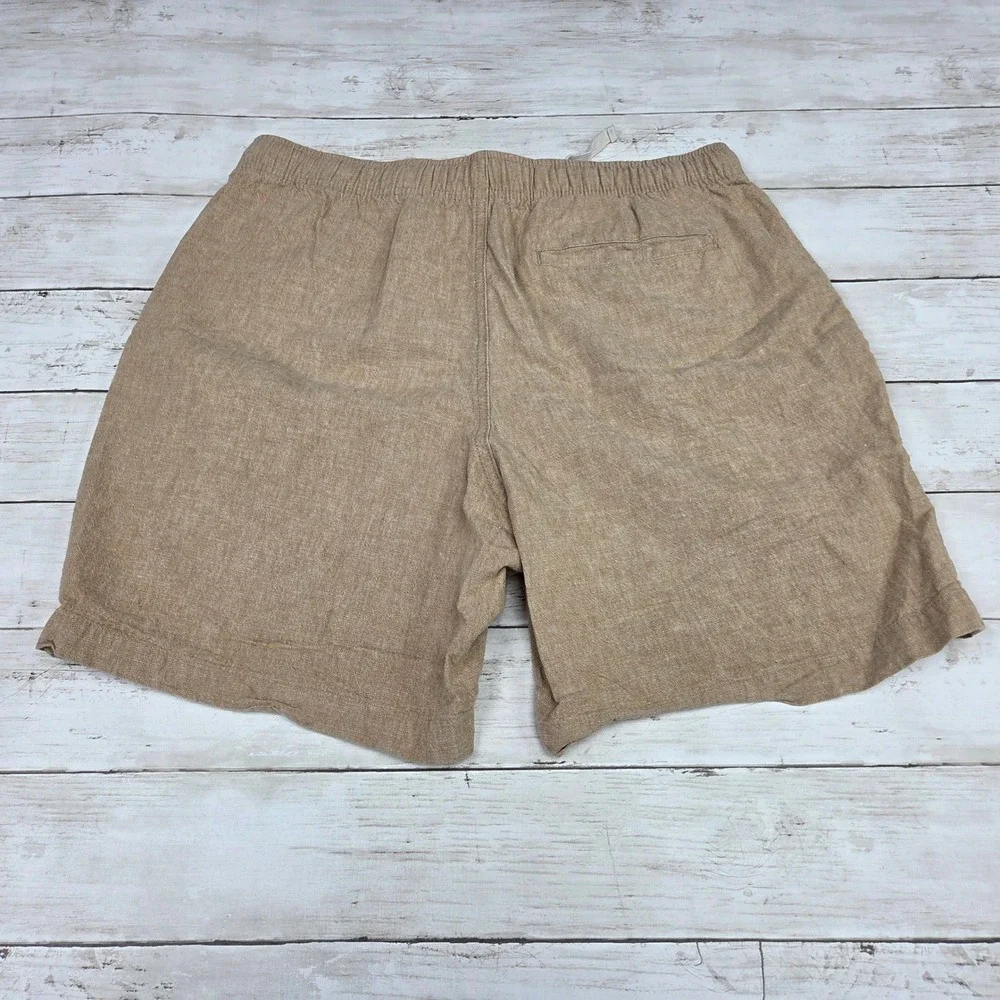 Old Navy Jogger Shorts Linen Blend Men M Maple Glazed Tan Drawstring 853507
